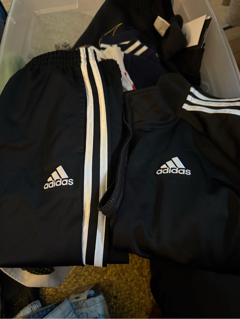 adidas Black Kids Sweatpants with White Stripes